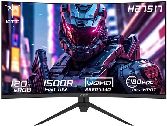 KTC H27S17 - 27-inch 1500R Curved Gaming Monitor - QHD 2560x1440 - 180Hz
