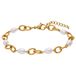 Lucardi - Dames Stainless steel parelarmband - Goudkleurig - 19 cm