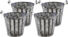 Mega Collections Arrangement de Noël/panier de Noël - 4x - zinc - anthracite/gris - D11 x H10 cm