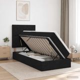 vidaXL LED opbergbed met matras Zwart 90 x 190 cm Stof