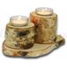QEM Support De Bougie Naturel En Bouleau - Lot De 2