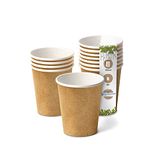 GREENBOX 50 stuks kartonnen wegwerpbekers van karton, wegwerp bio, papieren bekers aan de binnenkant, wit, buitenwand bruin, 200 ml, 100% biologisch afbreekbaar, gecertificeerd composteerbaar, 50