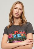 Superdry Cali Sticker T-shirt Dames Vintage Black