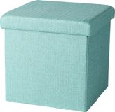 Urban Living Poef/hocker - opbergbox zit krukje - mintgroen - polyester/mdf - 38 x 38 cm - opvouwbaar