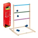 Idena Houten ladder golf werpspel voor buiten, met 3 paar golfballen, afmeting 75 x 52 x 55 cm, voor volwassenen en kinderen vanaf 6 jaar, geschikt voor binnen en buiten, FSC 100