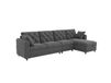 REDOM - Canapé d'angle / Canapé avec fonction couchage et espace de rangement – Forme L réglable – Pour salon – Velours – Gris – 281 x 132 x 86 cm