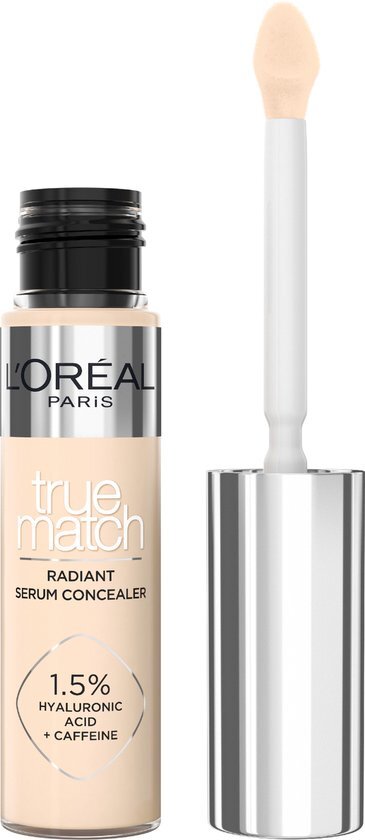 L&#39;Or&#233;al Paris True Match Radiant Serum Concealer - geschikt voor de gevoelige huid - verrijkt met 1,5% hyaluronzuur en cafe&#239;ne voor hydratatie en verfrissing - medium dekking - stralende finish - verzorgt als een oogserum - 1.5N - 11 ml