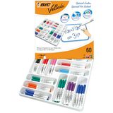 BIC Velleda 1741 viltstiften voor whiteboard, droog afwisbaar, medium conische punt, verschillende kleuren, 60 stuks