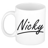 Bellatio Decorations Nicky Naam koffiemok - beker - met sierlijke letters - wit