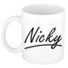 Bellatio Decorations Nicky Naam koffiemok - beker - met sierlijke letters - wit
