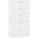 Commode Altino 5 tiroirs, Chambre, Rangement Vêtements, Meuble, 121x65x36cm, Blanc