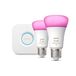 Philips Hue White & Color Ambiance Starter Set E27 Smart Bulb A60 Double Pack mit Hue Bridge