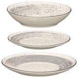 VESSIA Serviesset, 12-delig, gris, motif d'arrosage, céramique