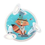 Elobra Plafondlamp/wandlamp kinderkamer "Little Indians" | leuke kinderlamp in dierdesign, lamp vos, indianen van echt hout met 3 spots, beige