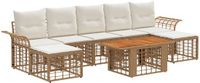vidaXL Tuinbank Set 8-st Natuurlijk en Crème Wit Polyrattan