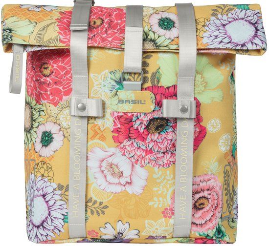 Basil Bloom Field Fietsshopper - 15L - Waterdicht - Geel - Achter - Gerecycled PET