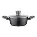 FLORINA Aluminium Kookpot (2,5 l) | 20 cm Diameter | Pot met Glazen Deksel - Antiaanbaklaag | Ovaal | Ideaal voor Inductiekookplaat, Gasfornuis en Elektrische Kookplaat (Zwart)