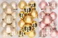 Merkloos / Sans marque Kaemingk B.V. 36x stuks kunststof kerstballen mix van champagne, goud en lichtroze 6 cm