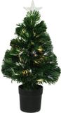 Everlands Fiber optic kerstboom/kunst kerstboom met verlichting en ster piek 60 cm