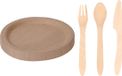 Duni Benelux B.V. Houten verjaardag bestek voor 60x personen set en 60x Duurzame papieren taart/hapjes bordjes 23 cm