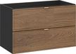 Meuble bas pour lavabo, 80 cm – noir mat / chêne, 2 tiroirs