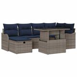 vidaXL - Tuinbank - Set - 7 - st - Grijs - poly - rattan