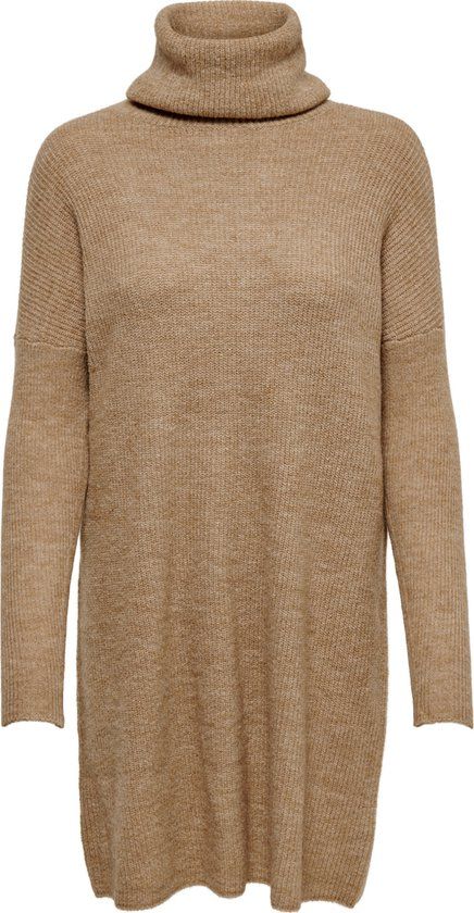 ONLY ONLJANA L/S COWLNCK DRESS WOOL KNT Dames Jurk - Indian Tan - Maat XS