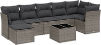vidaXL 8-delige loungeset met kussens, polyrattan, lichtgrijs
