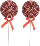 Merkloos / Sans marque Kaemingk B.V. Kerstboomdecoratie lolly - 2x - rood/wit - foam - 36 cm - kerstversiering hangdecoratie