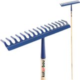 KOTARBAU® Tuinhark, Bladhark, Staal, 43 cm, Marineblauw, met Houten Steel, 155 cm, 16 Tanden
