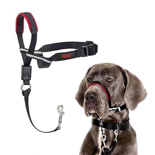 Halti Company of Animals HALTI OPTIT Hondenharnas, anti-trekharnas, eenvoudig te bedienen, verstelbaar, reflecterend, professionele trainingshulp, anti-trek, zwart, L