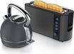 Arendo set de petit déjeuner, 2 pièces, composé de : Bouilloire VINTAGE, 1,7 l, 2200W, avec commande tactile pour la sélection de la température. Grille-pain FRUKOST, 1000W, pour 2 tranches, couleur : gris froid