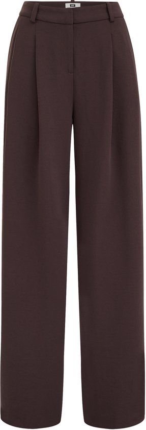 WE Fashion DAMES THE FLOWY TROUSERS Regular Fit Lange Broek Vrouwen Dark Brown Polyester 44