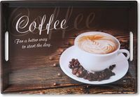 Kesper Diep Dienblad Rechthoekig - Koffie Print - Melamine - 50 x 35 x 4.5 Cm