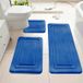 Lot de tapis de bain en polaire corail - En forme de U, absorbant, antidérapant - 3 pièces - Saphir
