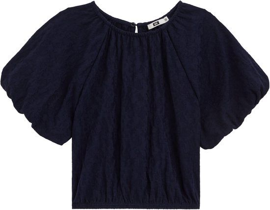 WE Fashion Meisjes top met structuur en ballonmouwen