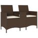 VidaXL Tuinbank 2-zits met tafel en kussens poly rattan bruin