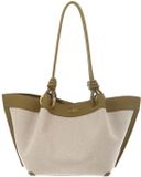 COCCINELLE Finn Canvas Schoudertas Natural / Seagrass beige