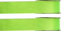 Merkloos Santex Hobby/decoratie sierlint - 2x - satijn - limegroen - 1,5 cm/15 mm x 25 meter - cadeaulint