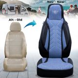 Bremer Sitzbezüge Premium Camper stoelhoezen voor Pössl Summit PLKT206 in Zwart/Blauw (2 losse stoelen)