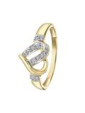 Lucardi Dames Ring hart 9 diamanten 0,05ct - Ring - Cadeau - 14 Karaat Goud - Geelgoud