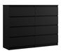 3E 3xE living.com Kast matzwart 8 lades 120 x 101 x 39 cm