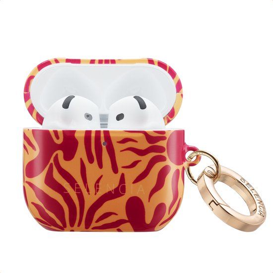 Selencia Case - Hoesje geschikt voor AirPods 4 - Tropical Vibes Apricot