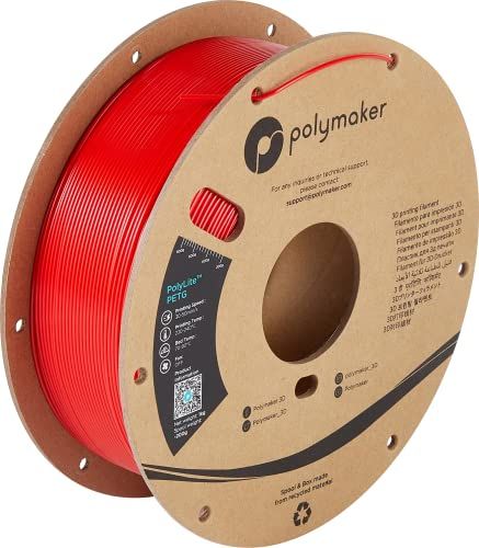 POLYMAKER PB01004 PolyLite Filament PETG hitzebeständig, hohe Zugfestigkeit 1.75mm 1000g Rot