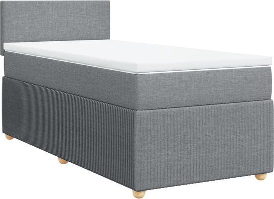 vidaXL Boxspring met matras stof lichtgrijs 100x200 cm