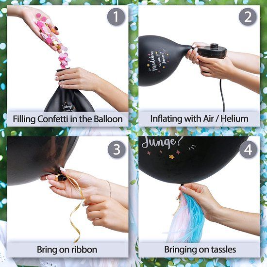 Balloono Gender Reveal-ballon van 91 cm met confetti voor een babyshower, Zwart