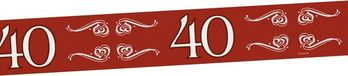Folat Verjaardag/jubileum markeerlint - 40 jaar - 15 meter - rood - afzetlint