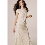 Mango Ecru Jacquard Midi Skirt