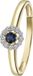 Lucardi Dames Ring saffier en 12 diamanten 0,08ct - Ring - Cadeau - 14 Karaat Goud - Geelgoud