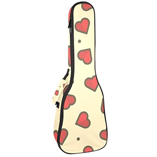 Mersov Tenor Ukulele Gigbag Waterdichte Ukelele Case Gewatteerde Rugzak, Roze Rood Hart Liefde Patroon